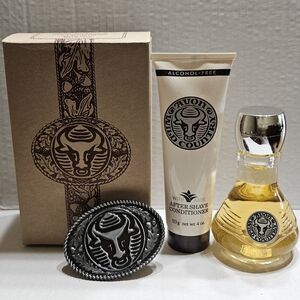 Avon Wild Country Cologne Spray, After Shave 4 oz. , & Belt Buckle Set 3 pc 1993